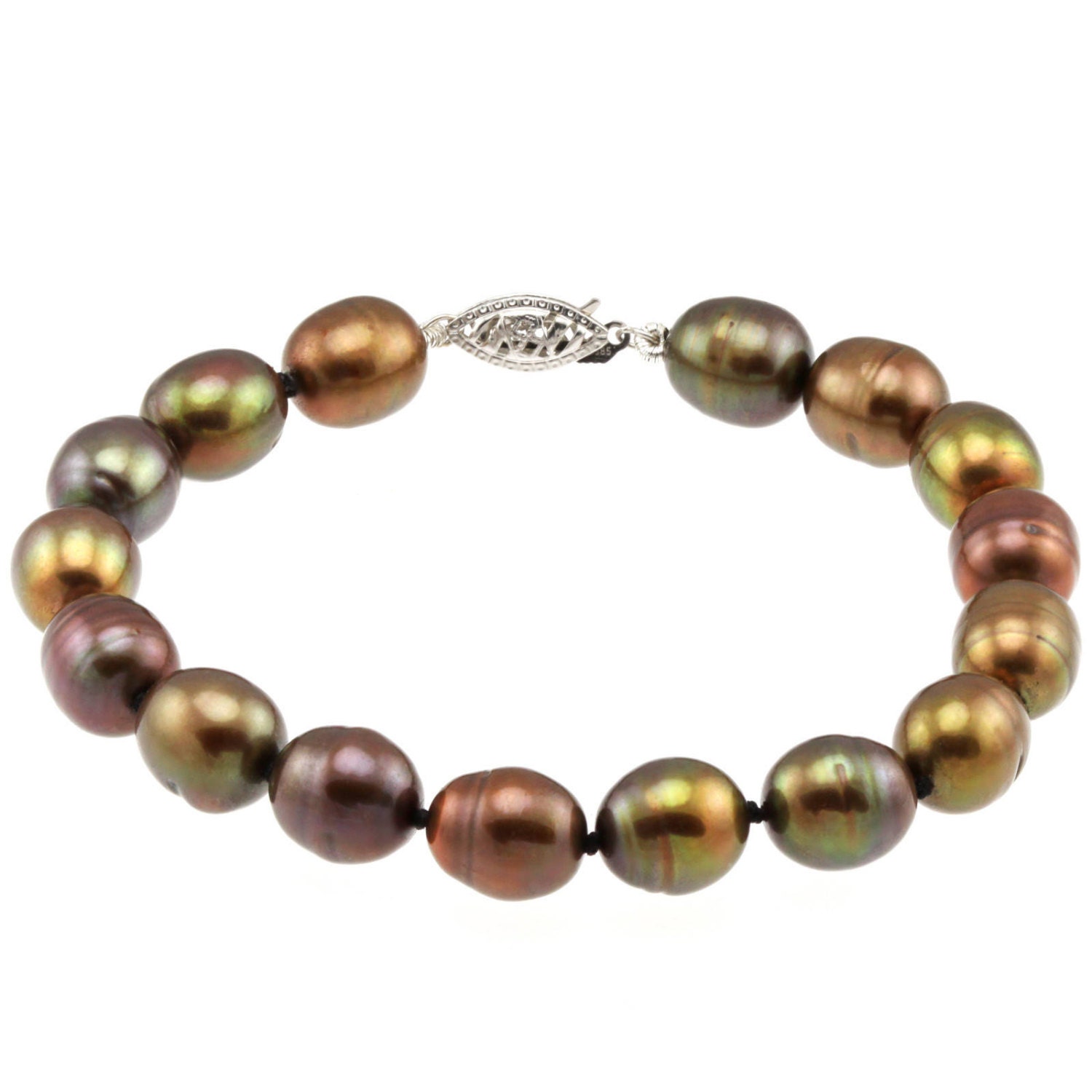 14 K Solid Weissgold Verschluss Armband W 9 X 10 Mm Peacock Zuchtperlen 6" Bis 9" Lange von ymcjewelrycom