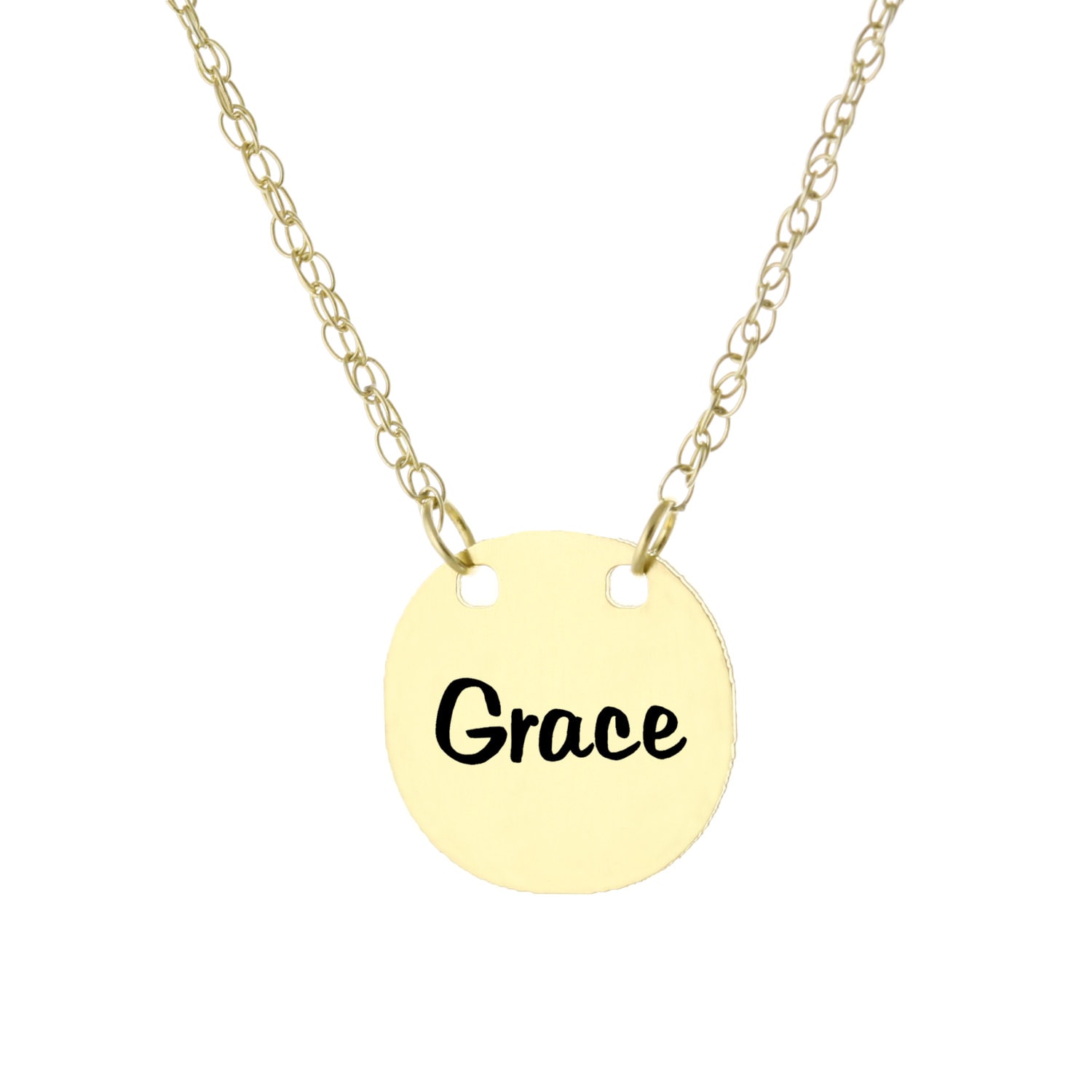 14K Gelbgold Mit 925 Sterling Silber, Personalisierte Radiator Eingraviert, Jeder Name Disc Halskette - Eingefärbten Schmuck Feder Und Tinte von ymcjewelrycom