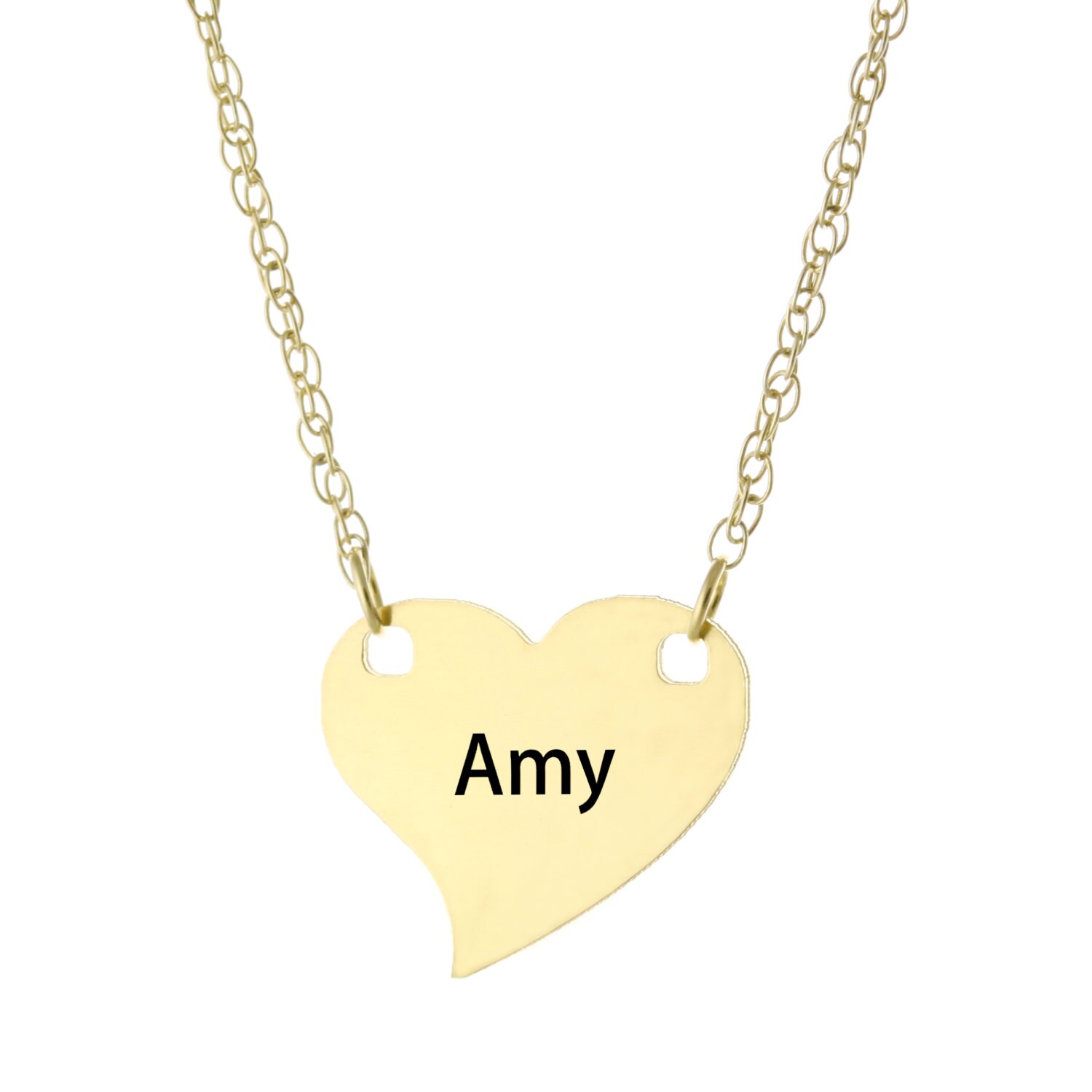 14K Gelbgold Mit 925 Sterling Silber, Personalisierte Radiator Eingraviert, Jeder Name Herz Halskette - Eingefärbten Schmuck Feder Und Tinte von ymcjewelrycom