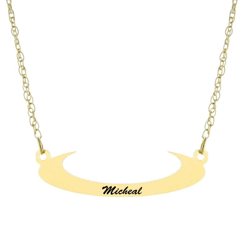 14K Gelbgold Mit 925 Sterling Silber, Personalisierte Radiator Eingraviert, Jeder Name Moon Halskette - Eingefärbten Schmuck Feder Und Tinte 14K Gelbgold Mit 925 Sterling Silber, Personalisierte Radiator Eingraviert, Jeder Name Moon Halskette - Eingefärbten Schmuck Feder Und Tinte von ymcjewelrycom