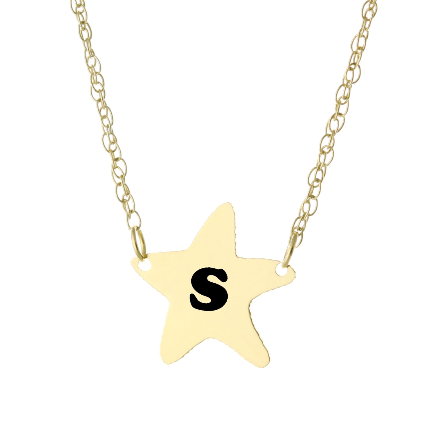 14K Gelbgold Mit 925 Sterling Silber, Personalisierte Radiator Graviert 1 Initia Star Halskette - Eingefärbten Schmuck Feder Und von ymcjewelrycom