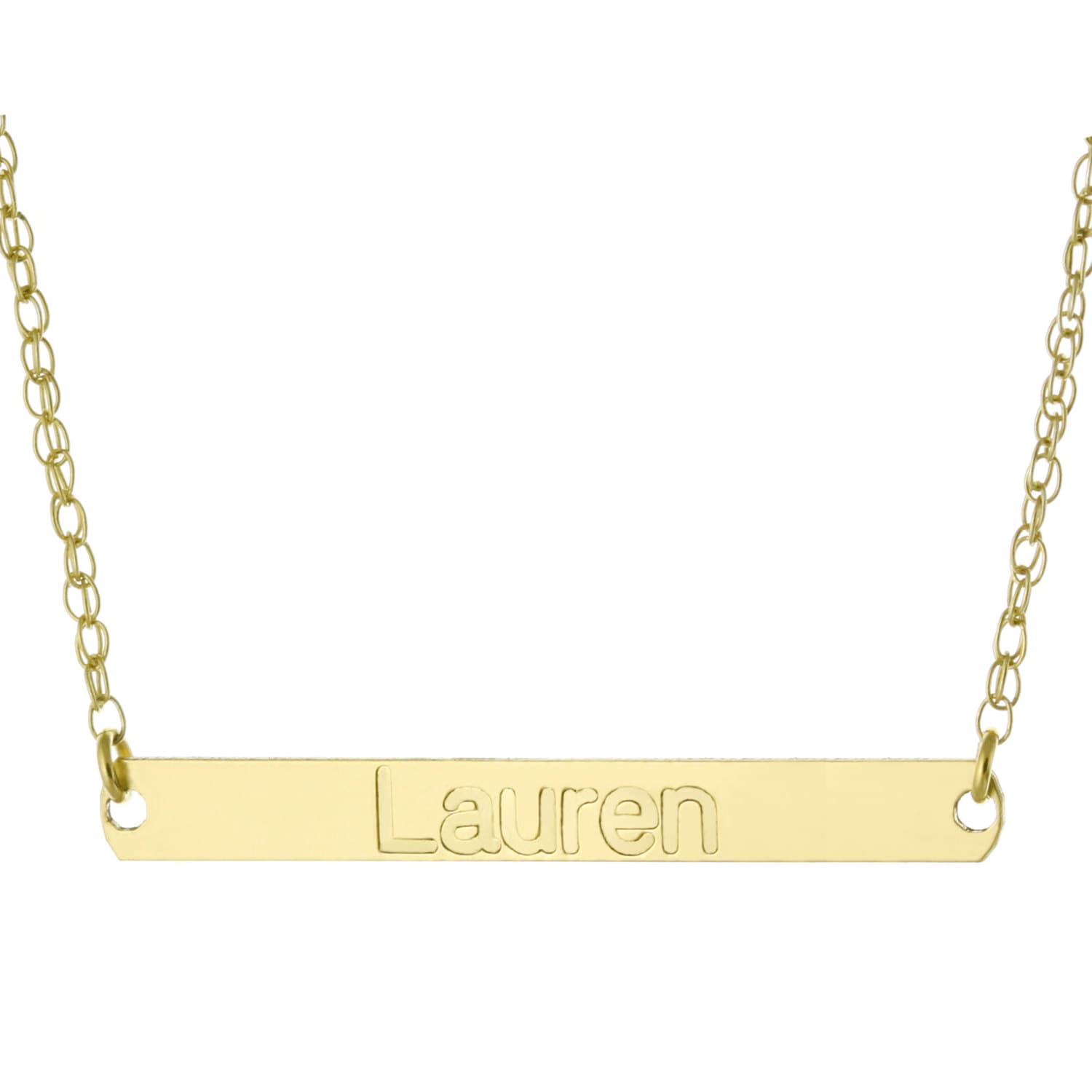 14K Gelbgold Mit 925 Sterling Silber, Personalisierte Radiator Graviert Alle Namen 1.5" Long Medium Bar Anhänger von ymcjewelrycom