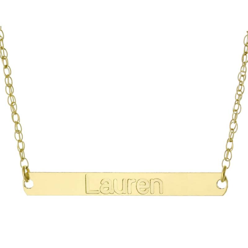 14K Gelbgold Mit 925 Sterling Silber, Personalisierte Radiator Graviert Alle Namen 1.5" Long Medium Bar Anhänger 14K Gelbgold Mit 925 Sterling Silber, Personalisierte Radiator Graviert Alle Namen 1.5" Long Medium Bar Anhänger von ymcjewelrycom