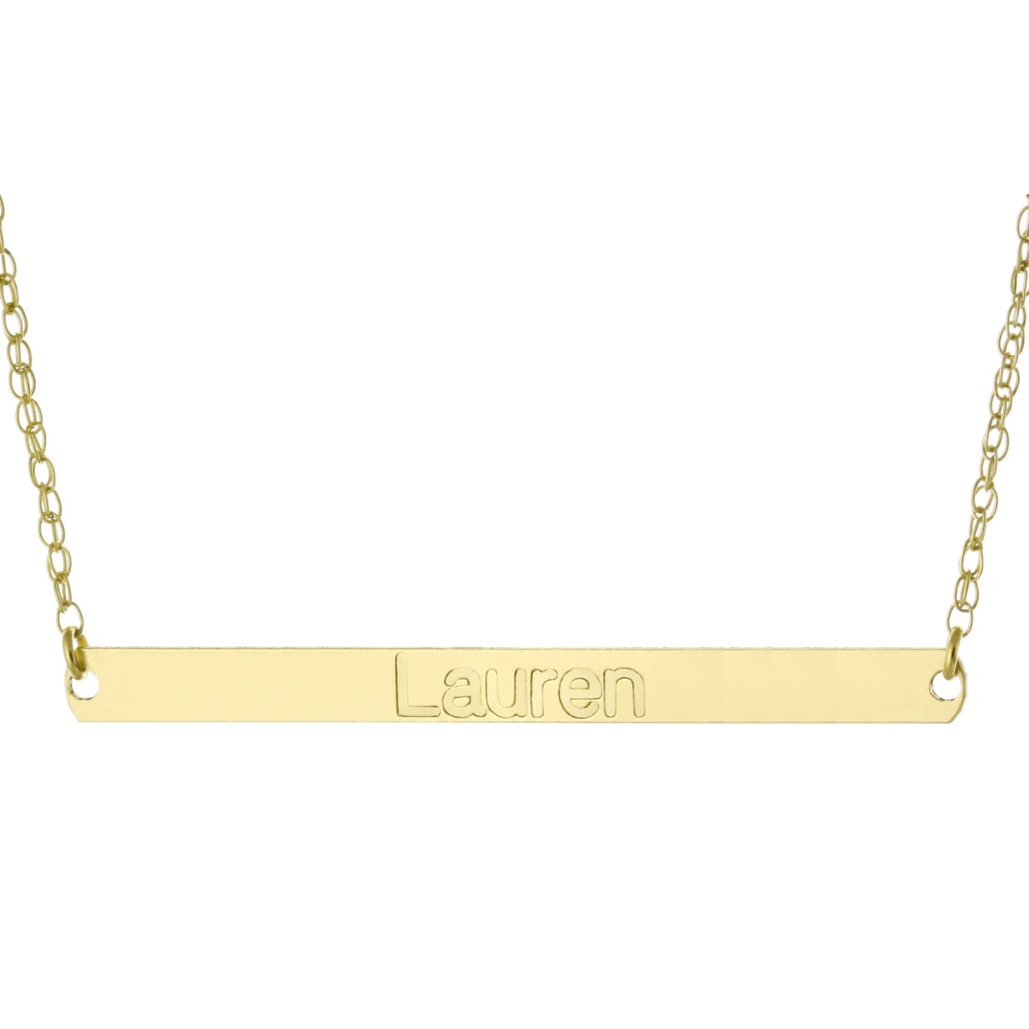 14K Gelbgold Mit 925 Sterling Silber, Personalisierte Radiator Graviert Alle Namen 2" Lange Große Bar Anhänger von ymcjewelrycom