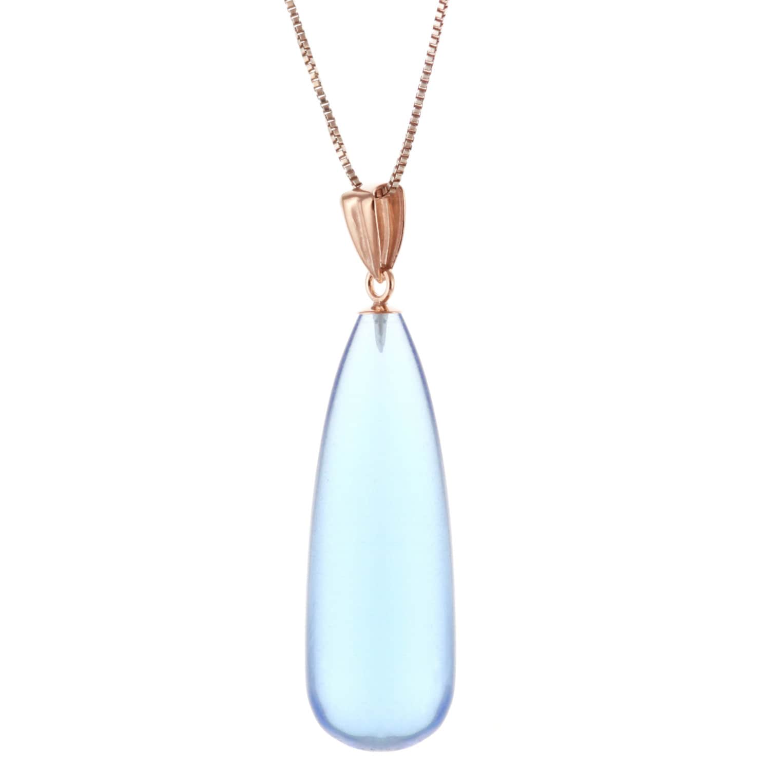 14K Rose Gold Bekleideten 925 Sterlingsilber Natürliche Aaa Smooth Teardrop Aquamarin Quarz Anhänger Collier von ymcjewelrycom