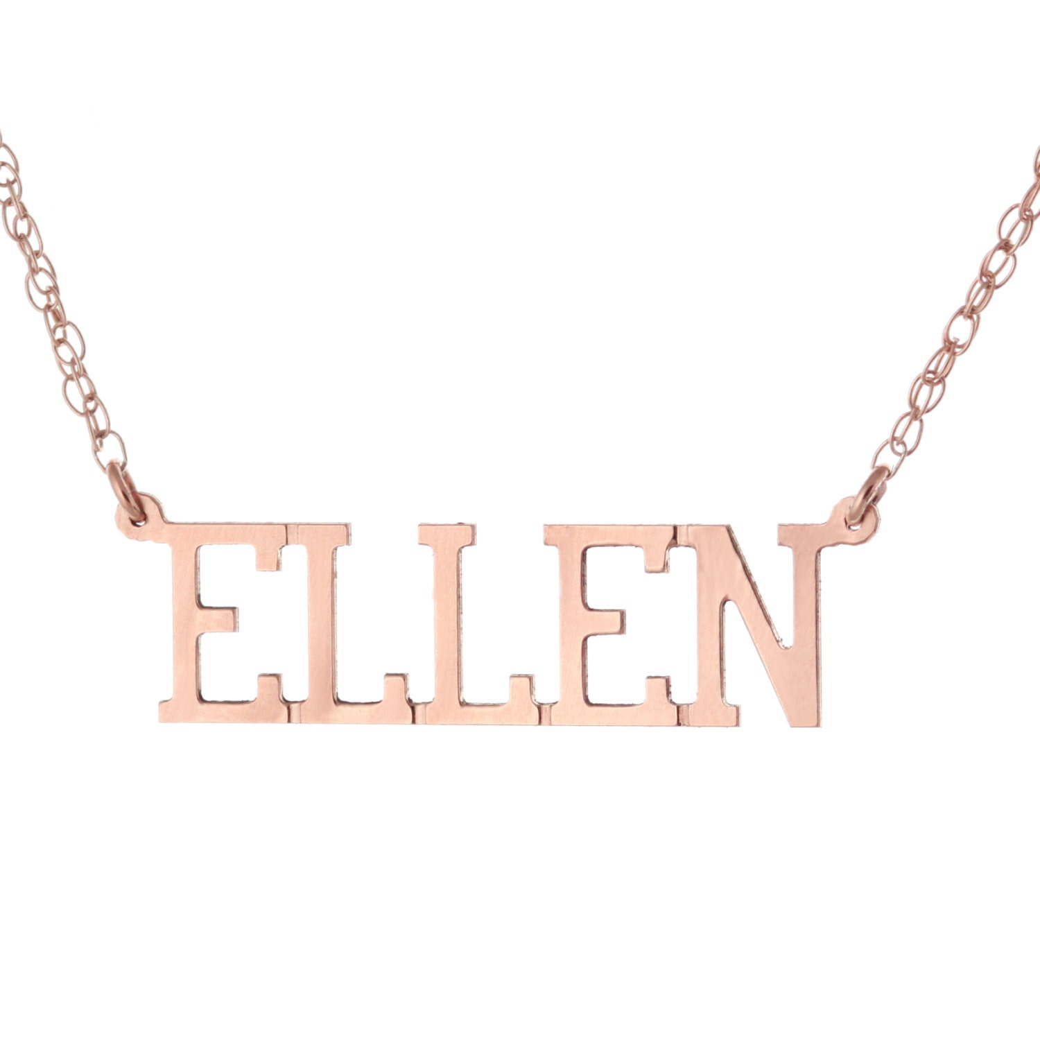 14K Rose Gold Plattiert 925 Sterling Silber, Personalisierte Sonderanfertigungen Jeder Typenschild Anhänger Halskette - Ellen Stil von ymcjewelrycom