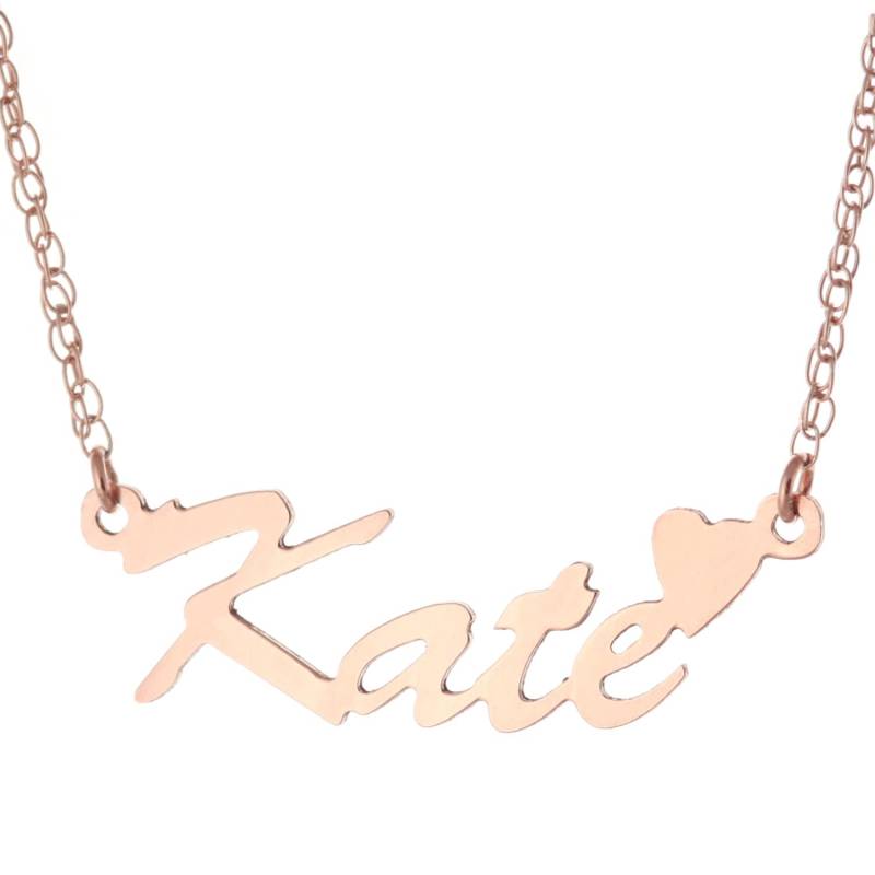 14K Rose Gold Plattiert 925 Sterling Silber, Personalisierte Sonderanfertigungen Jeder Typenschild Anhänger Halskette Mit Herz von ymcjewelrycom