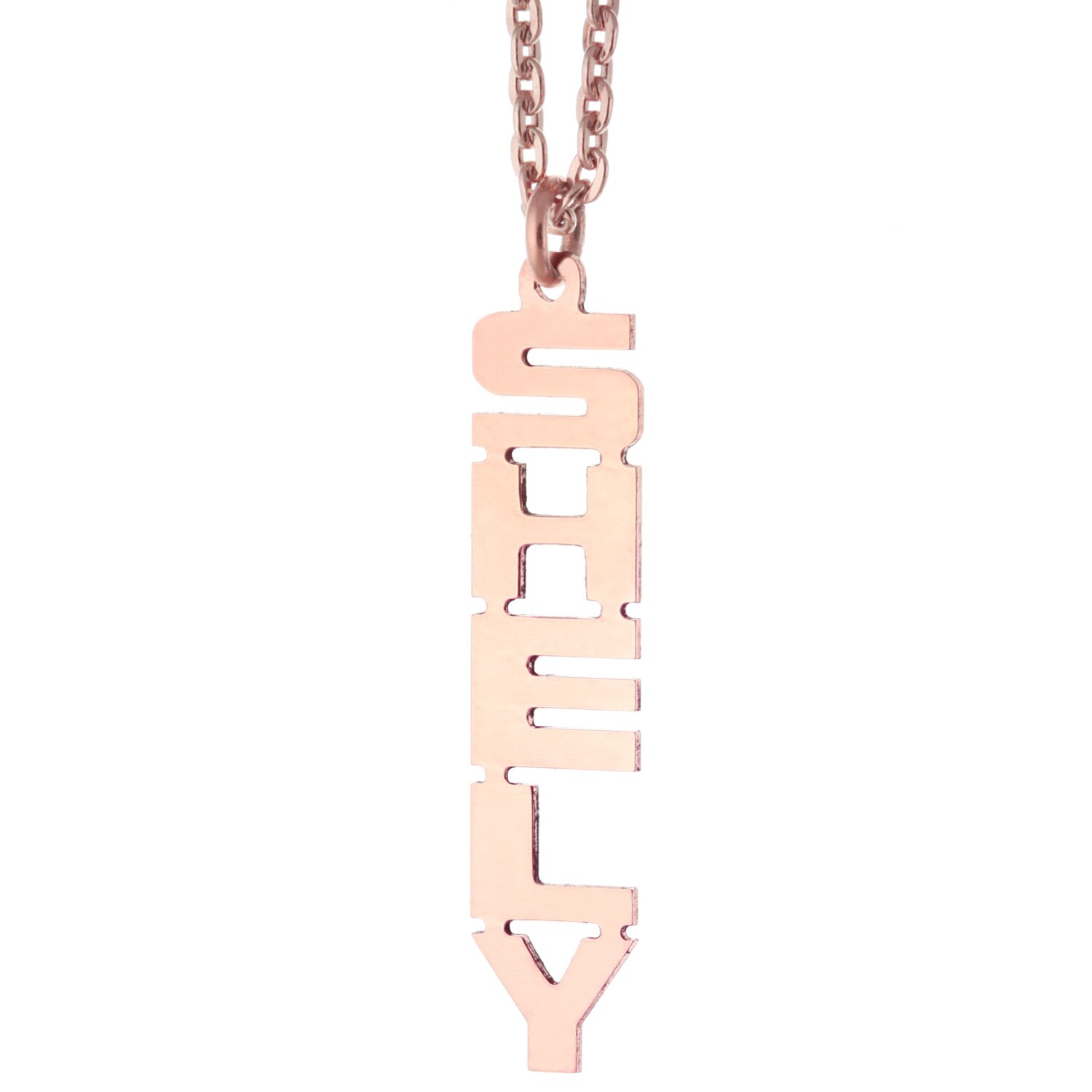 14K Rose Gold Plattiert 925 Sterling Silber, Personalisierte Sonderanfertigungen Jeder Typenschild Vertikale Anhänger Halskette von ymcjewelrycom