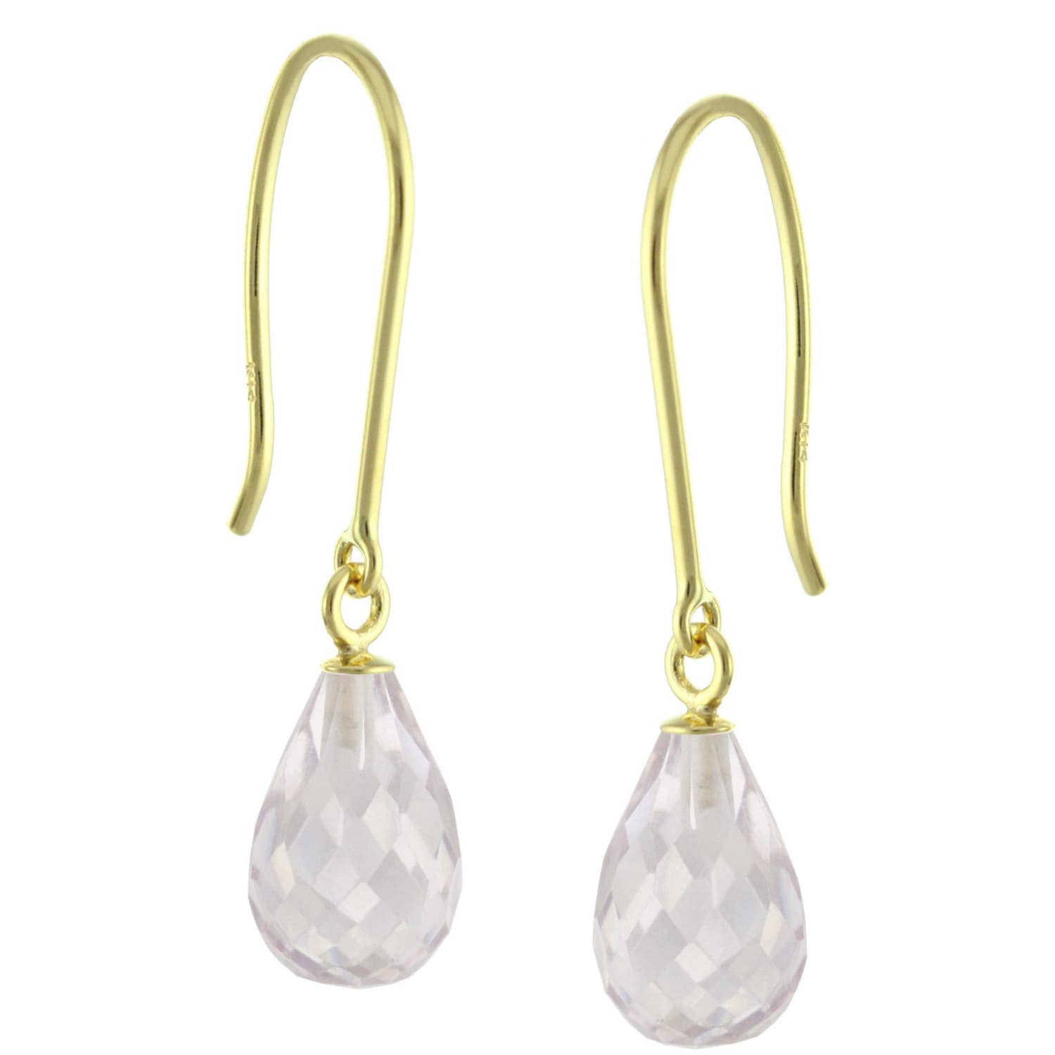 14K Solid Weiß/Gelb Gold Natürliche Briolette Rosa Amethyst Ohrhänger von ymcjewelrycom