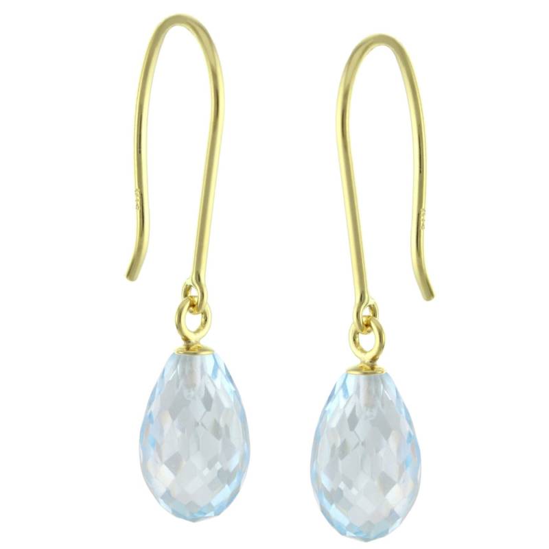 14K Solid White/Gelb Gold Natürliche Briolette Schweizer Blautopas Ohrringe 14K Solid White/Gelb Gold Natürliche Briolette Schweizer Blautopas Ohrringe von ymcjewelrycom