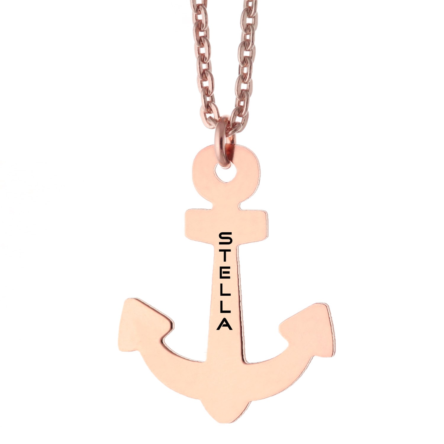 14K Stieg Gold Plattierte 925 Sterling Silber Individuell Graviert, Jeder Name Anker Halskette - Eingefärbten Schmuck Feder Und Tinte Schriftsteller von ymcjewelrycom