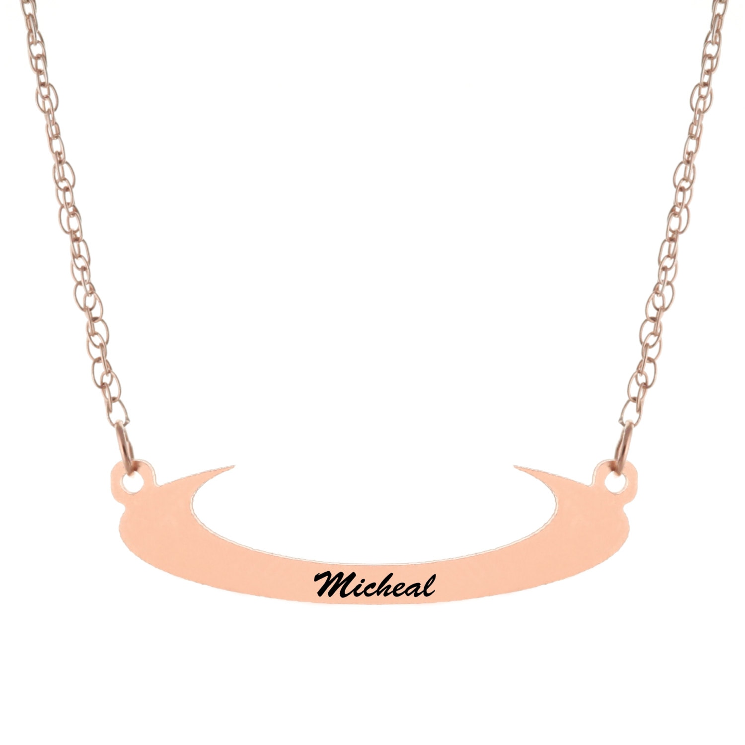 14K Stieg Gold Plattierte 925 Sterling Silber Individuell Graviert, Namen Moon Halskette - Eingefärbten Schmuck Feder Und Tinte Schriftsteller von ymcjewelrycom