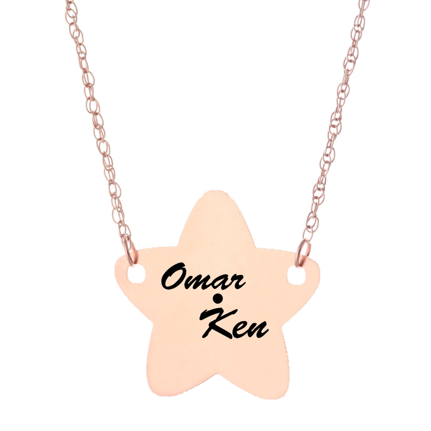 14K Stieg Gold Plattierte 925 Sterling Silber Individuell Graviert, Zwei Namen Star Halskette - Eingefärbten Schmuck Feder Und von ymcjewelrycom