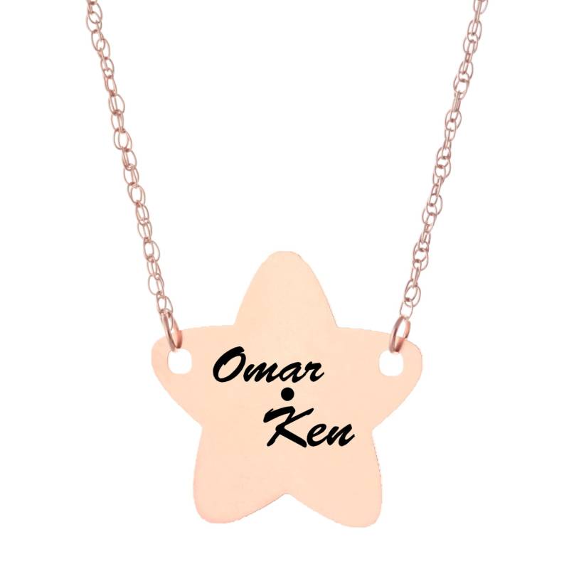 14K Stieg Gold Plattierte 925 Sterling Silber Individuell Graviert, Zwei Namen Star Halskette - Eingefärbten Schmuck Feder Und 14K Stieg Gold Plattierte 925 Sterling Silber Individuell Graviert, Zwei Namen Star Halskette - Eingefärbten Schmuck Feder Und von ymcjewelrycom
