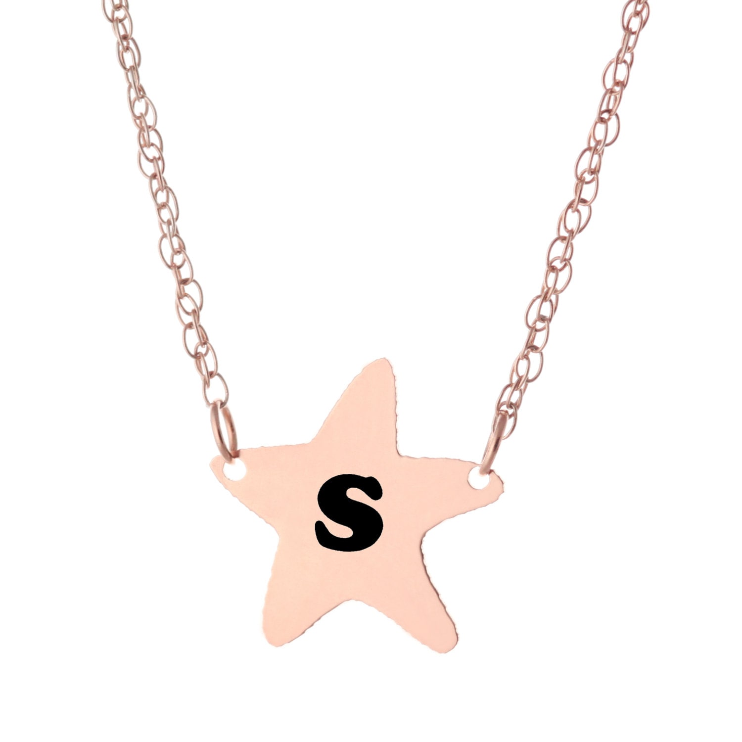 14K Stieg Gold Plattierte 925 Sterling Silber Individuell Graviert 1 Initia Star Halskette - Eingefärbten Schmuck Feder Und Tinte-Schriftsteller-Star von ymcjewelrycom