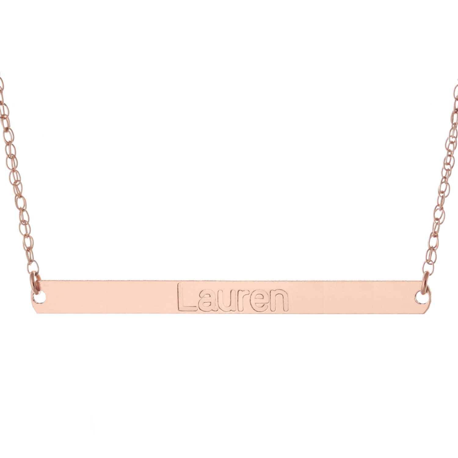 14K Stieg Gold Plattierte 925 Sterling Silber Individuell Graviert Alle Namen 2" Lange Große Bar Anhänger von ymcjewelrycom