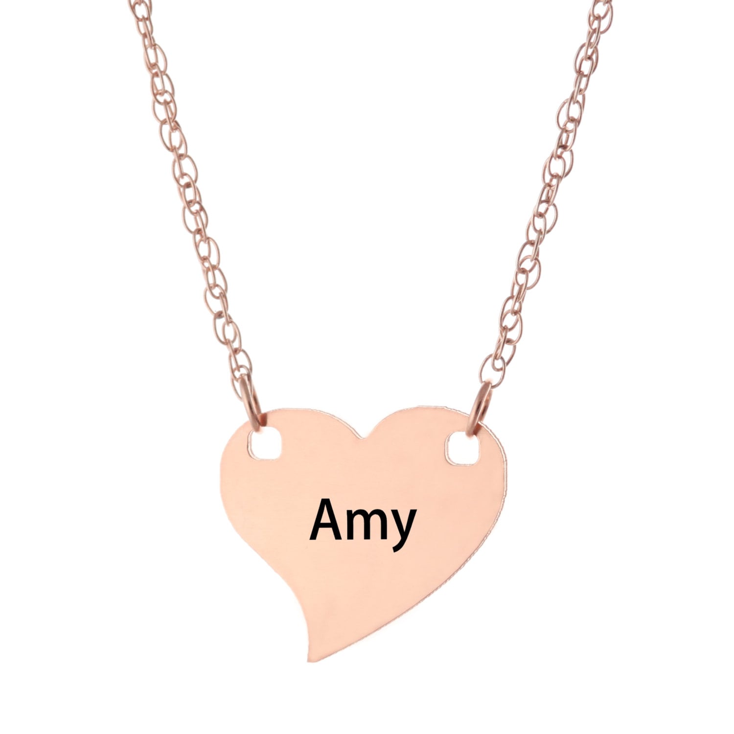 14K Stieg Gold Plattierte 925 Sterling Silber Personalisierte Graviert, Jeder Name Herz Halskette - Eingefärbten Schmuck Feder Und Tinte von ymcjewelrycom