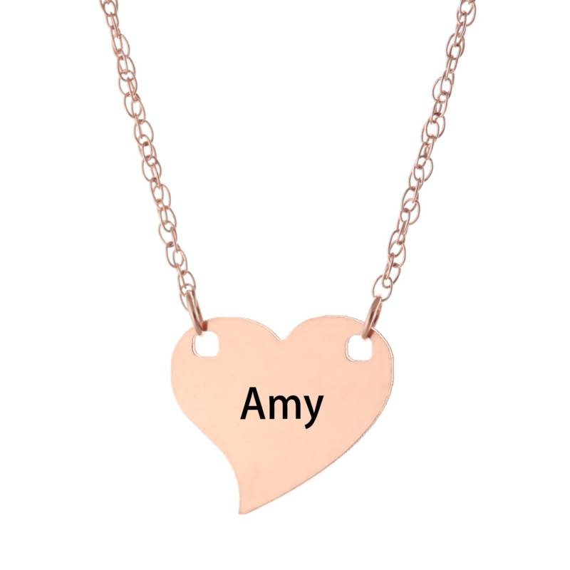 14K Stieg Gold Plattierte 925 Sterling Silber Personalisierte Graviert, Jeder Name Herz Halskette - Eingefärbten Schmuck Feder Und Tinte 14K Stieg Gold Plattierte 925 Sterling Silber Personalisierte Graviert, Jeder Name Herz Halskette - Eingefärbten Schmuck Feder Und Tinte von ymcjewelrycom