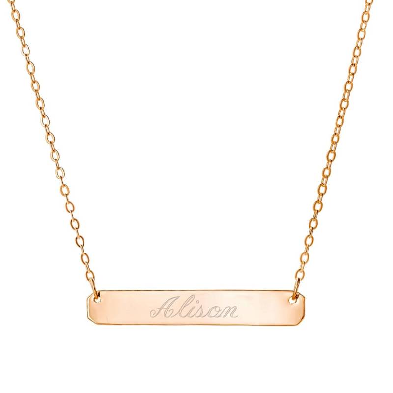14K Stieg Gold Über 925 Sterling Silber Individuell Graviert Alle Namen Namebar - Typenschild Halskette Gravierte Porzellananhänger 14K Stieg Gold Über 925 Sterling Silber Individuell Graviert Alle Namen Namebar - Typenschild Halskette Gravierte Porzellananhänger von ymcjewelrycom