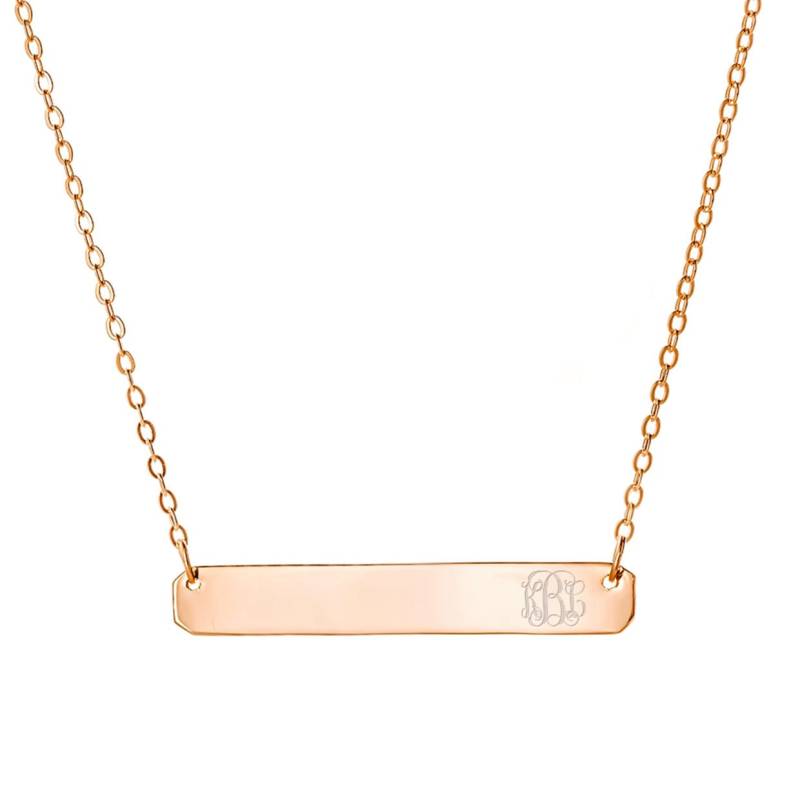 14K Stieg Gold Über 925 Sterling Silber Individuell Graviert Monogra Namen Bar Halskette - Monogram Typenschild 14K Stieg Gold Über 925 Sterling Silber Individuell Graviert Monogra Namen Bar Halskette - Monogram Typenschild von ymcjewelrycom