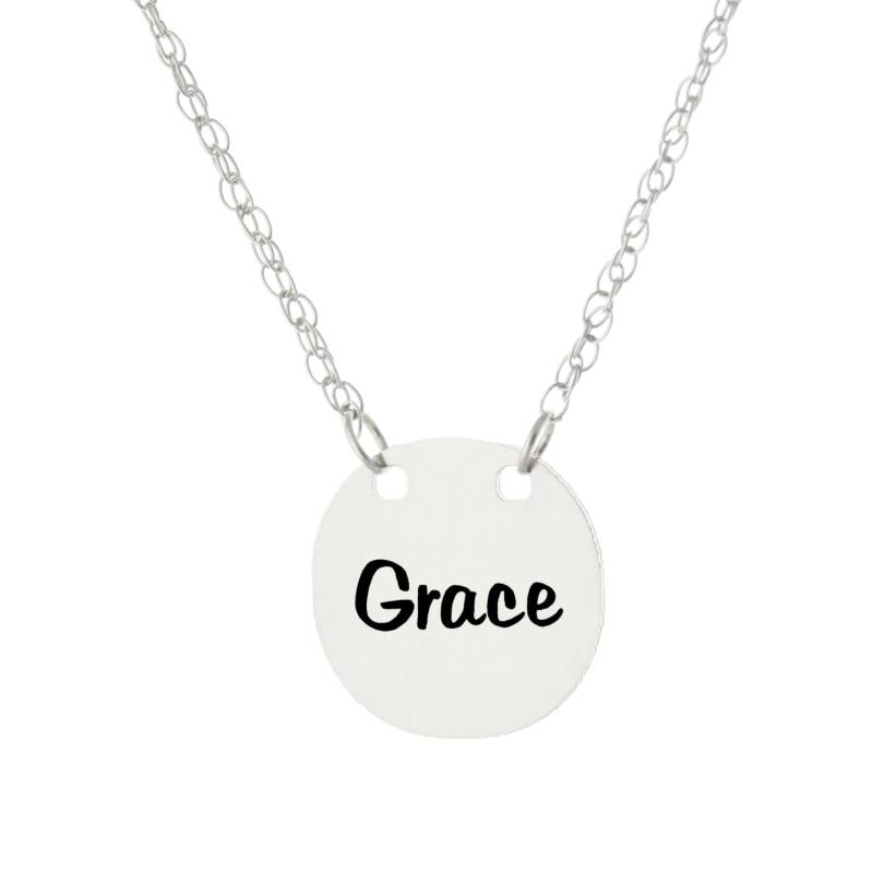 14K Weissgold 925 Sterling Silber, Personalisierte Radiator Eingraviert, Jeder Name Disc Halskette - Eingefärbten Schmuck Feder Und Tinte 14K Weissgold 925 Sterling Silber, Personalisierte Radiator Eingraviert, Jeder Name Disc Halskette - Eingefärbten Schmuck Feder Und Tinte von ymcjewelrycom