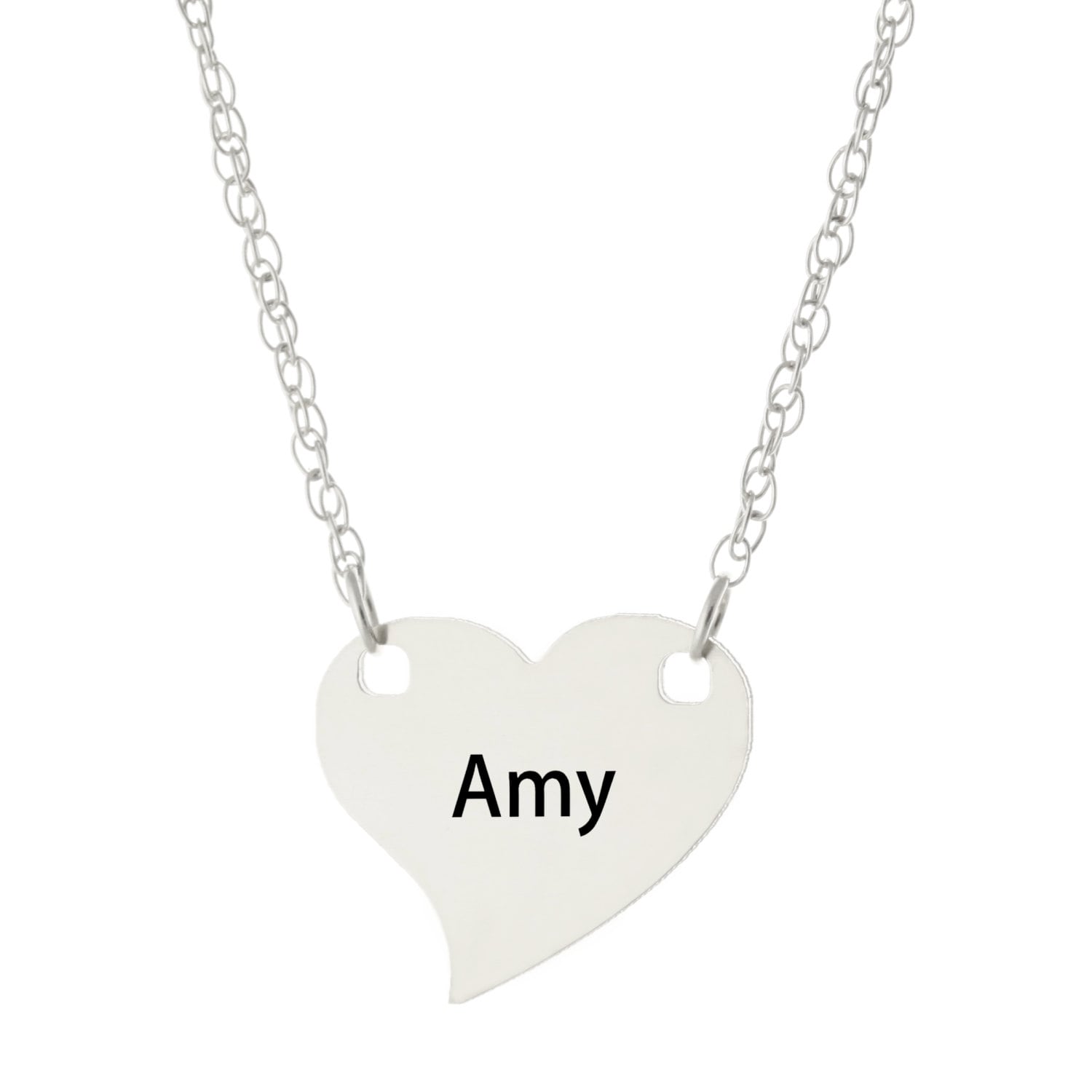 14K Weissgold 925 Sterling Silber, Personalisierte Radiator Eingraviert, Jeder Name Herz Halskette - Eingefärbten Schmuck Feder Und Tinte von ymcjewelrycom
