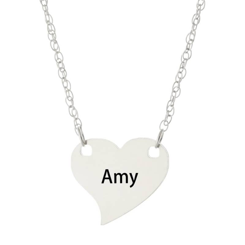 14K Weissgold 925 Sterling Silber, Personalisierte Radiator Eingraviert, Jeder Name Herz Halskette - Eingefärbten Schmuck Feder Und Tinte 14K Weissgold 925 Sterling Silber, Personalisierte Radiator Eingraviert, Jeder Name Herz Halskette - Eingefärbten Schmuck Feder Und Tinte von ymcjewelrycom