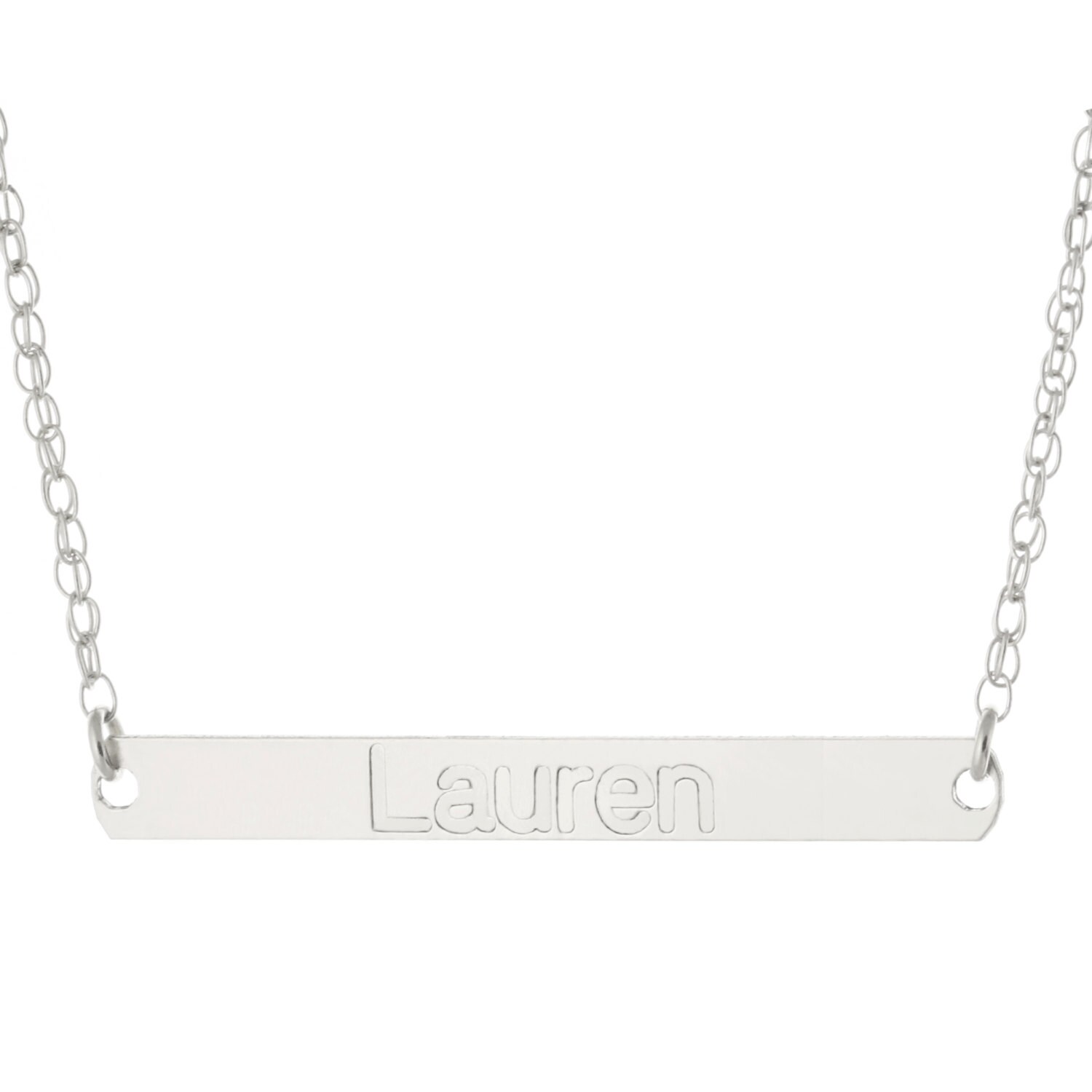 14K Weissgold 925 Sterling Silber, Personalisierte Radiator Graviert Jeder Name 1.5" Long Medium Bar Anhänger von ymcjewelrycom