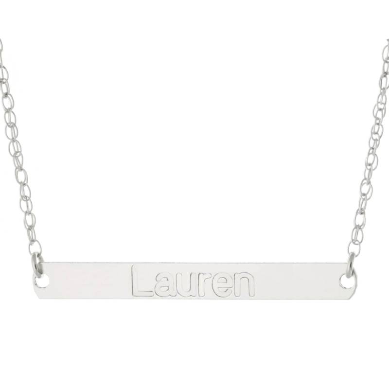 14K Weissgold 925 Sterling Silber, Personalisierte Radiator Graviert Jeder Name 1.5" Long Medium Bar Anhänger 14K Weissgold 925 Sterling Silber, Personalisierte Radiator Graviert Jeder Name 1.5" Long Medium Bar Anhänger von ymcjewelrycom