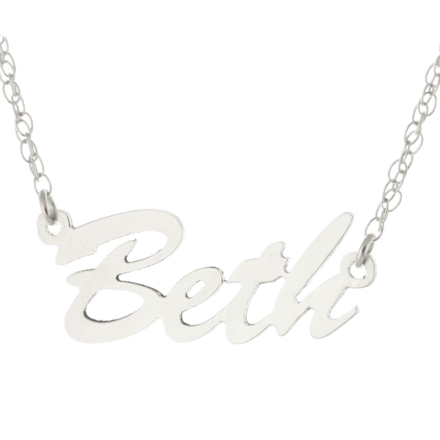 14K Weissgold Plattiert 925 Sterling Silber, Personalisierte Sonderanfertigungen Jeder Typenschild Anhänger Halskette/Script Schriftart von ymcjewelrycom