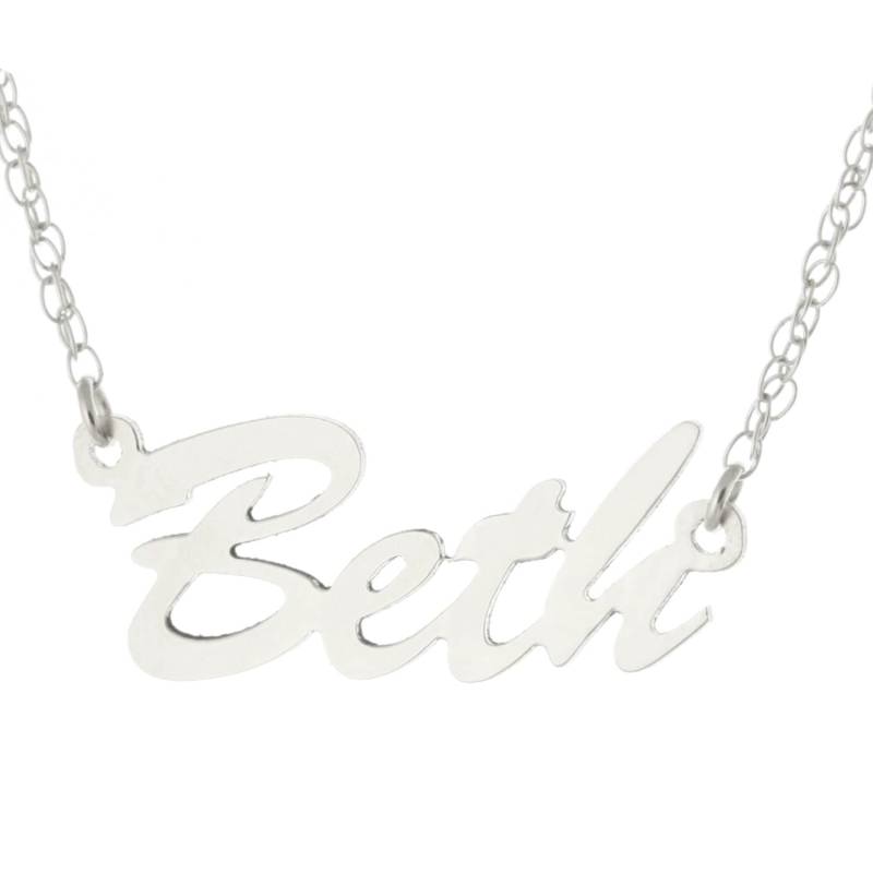 14K Weissgold Plattiert 925 Sterling Silber, Personalisierte Sonderanfertigungen Jeder Typenschild Anhänger Halskette/Script Schriftart von ymcjewelrycom