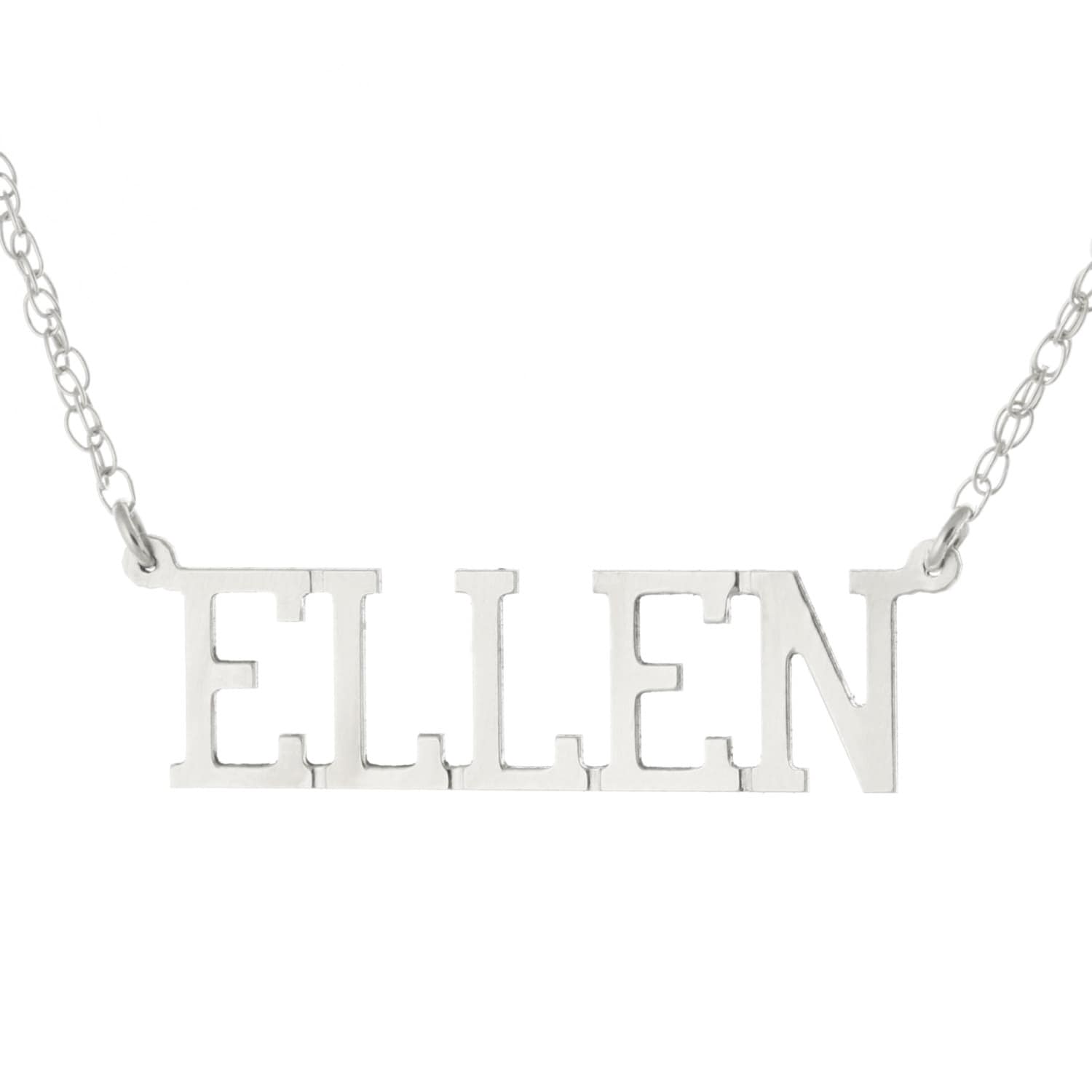 14K Weissgold Plattiert 925 Sterling Silber, Personalisierte Sonderanfertigungen Jeder Typenschild Anhänger Halskette - Ellen Stil von ymcjewelrycom