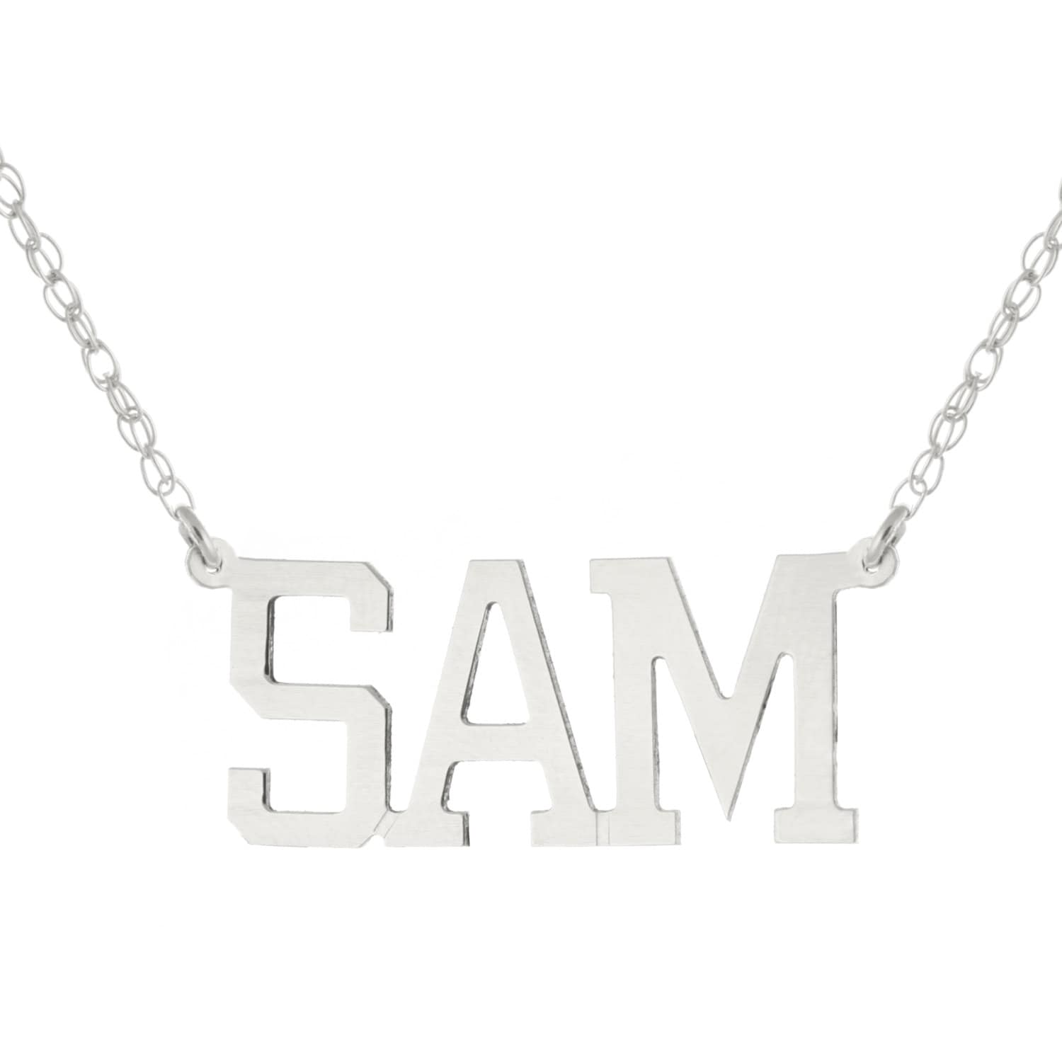 14K Weissgold Plattiert 925 Sterling Silber, Personalisierte Sonderanfertigungen Jeder Typenschild Anhänger Halskette von ymcjewelrycom