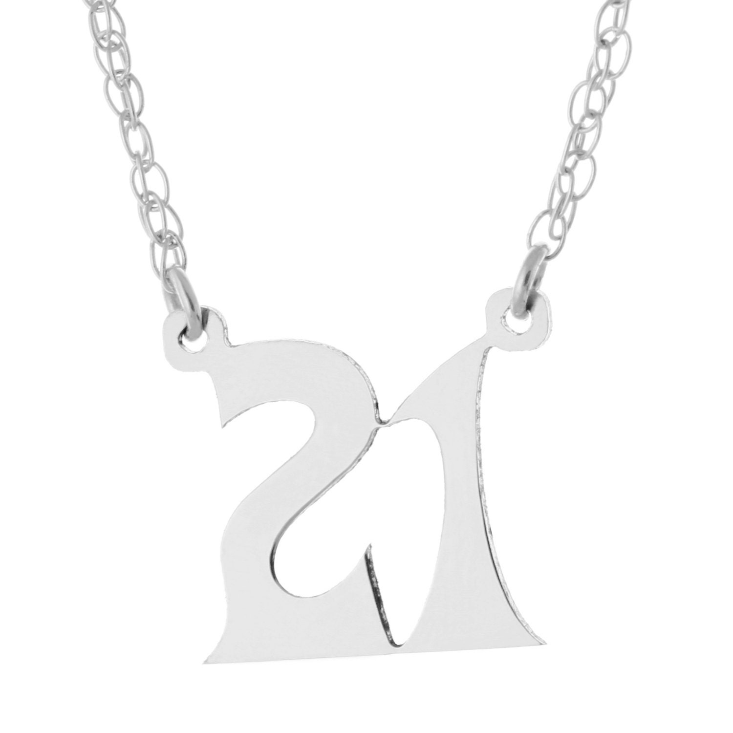 2 Stellige Nummer Personalisiert Damen Halskette in 925 Sterling Silber von ymcjewelrycom