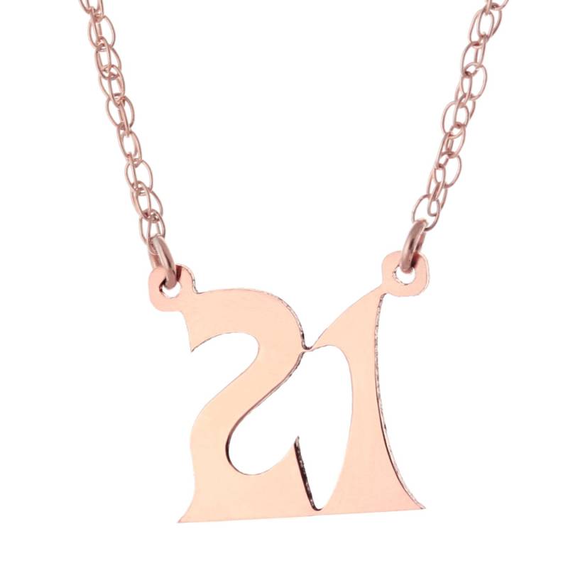 2 Ziffer Zahl Personalisierte Damen Kette in 14K Stieg Gold Plattierte 925 Sterling Silber von ymcjewelrycom