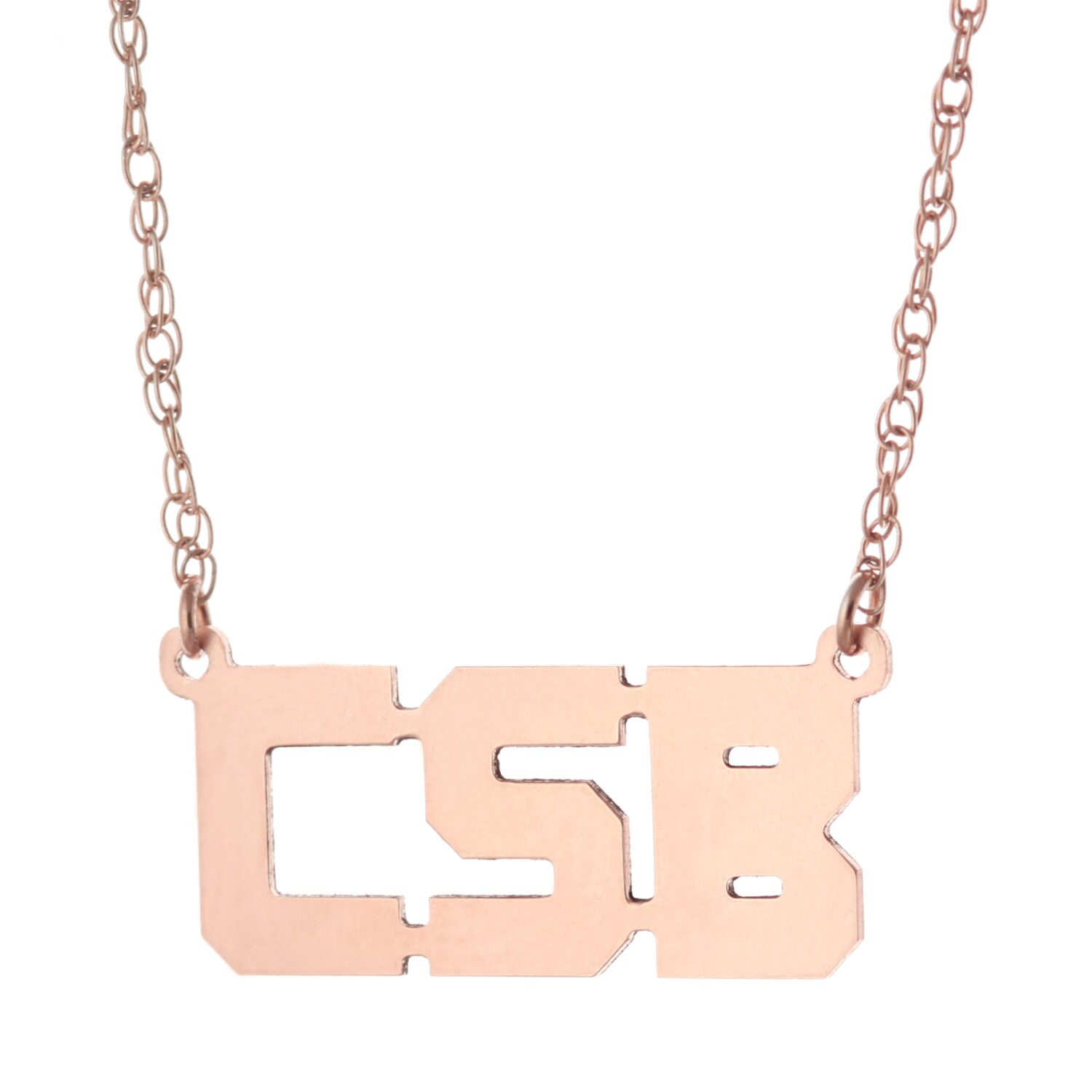 3 Anfangsblock Personalisierte Damen Halskette 14K Rose Gold Verkleidet 925 Sterling Silber - Typenschild Initialen von ymcjewelrycom