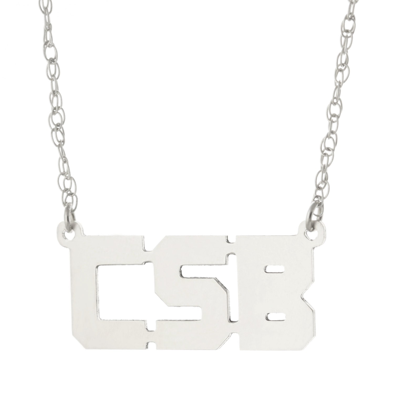 3 Anfangsblock Personalisierte Damen Halskette in 14 K White Gold Plattierte 925 Sterling Silber - Typenschild Initialen von ymcjewelrycom