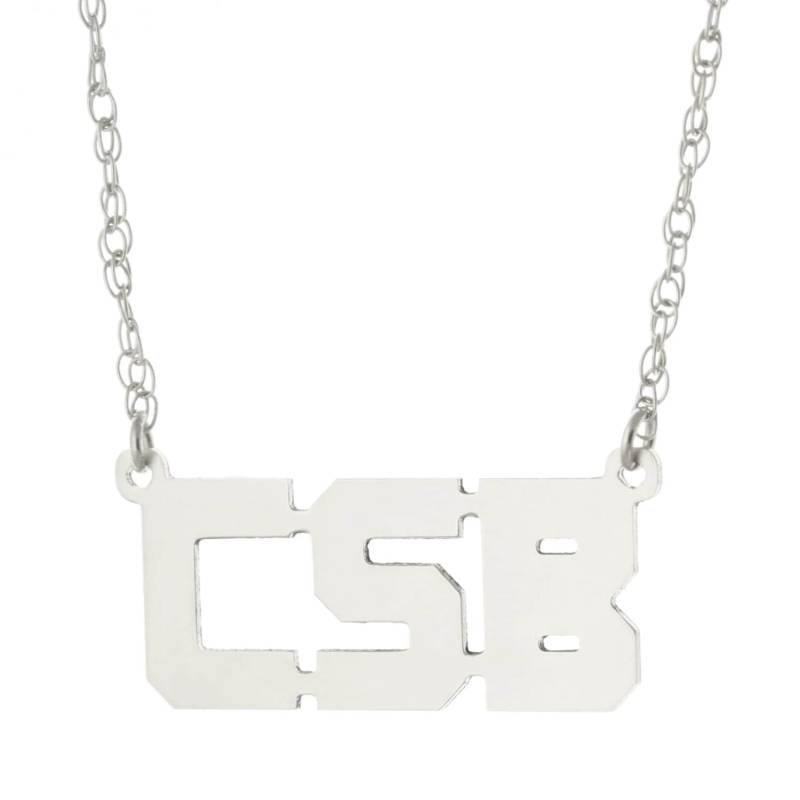 3 Anfangsblock Personalisierte Damen Halskette in 14 K White Gold Plattierte 925 Sterling Silber - Typenschild Initialen von ymcjewelrycom