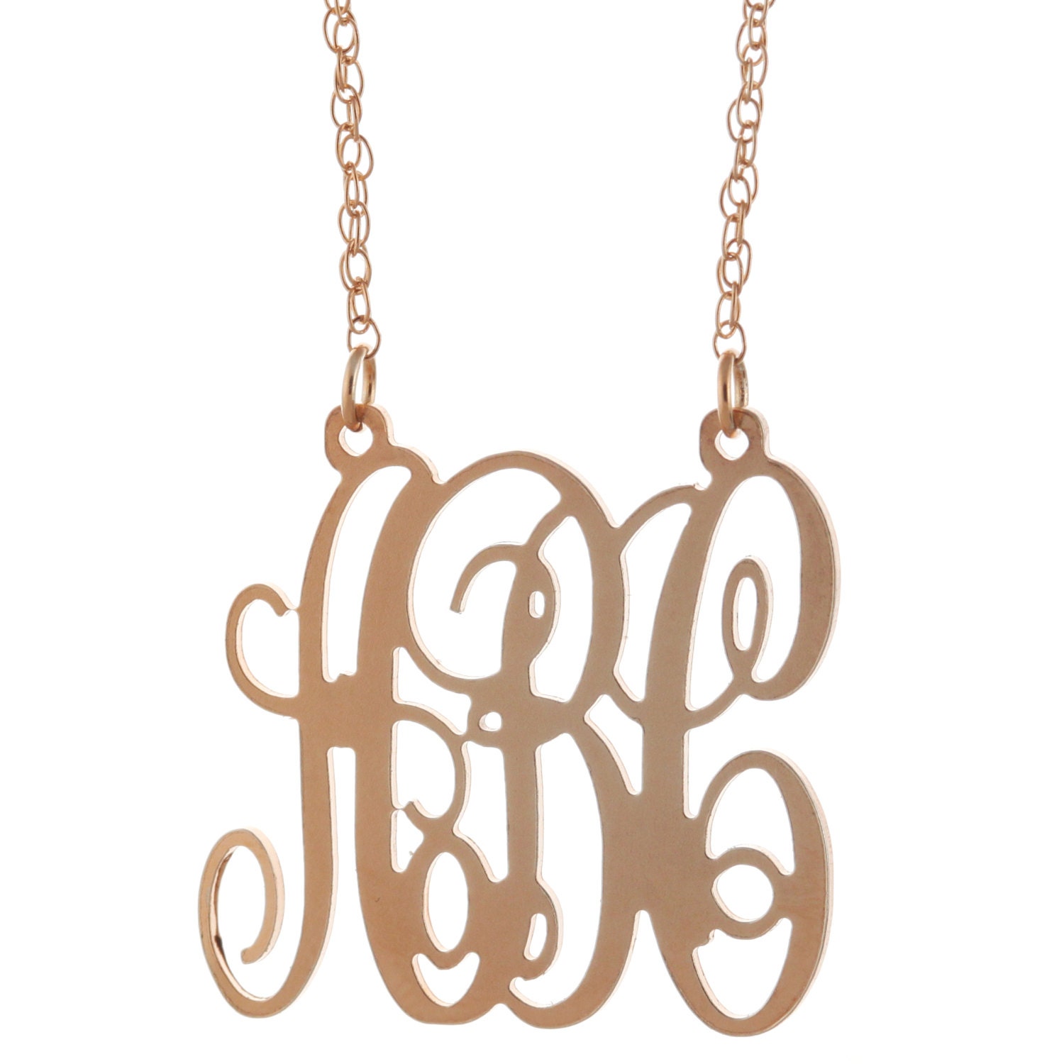 3 Initialen Monogram Halskette-1.25 Zoll Personalisierte Monogramm - Sterling Silber Halskette Typenschild von ymcjewelrycom