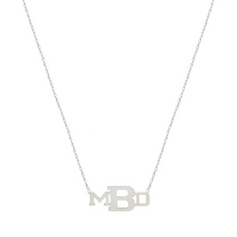 3 Initialen Personalisiert Damen Halskette in Weissgold Rhodium Über 925 Sterling Silber - Typenschild von ymcjewelrycom
