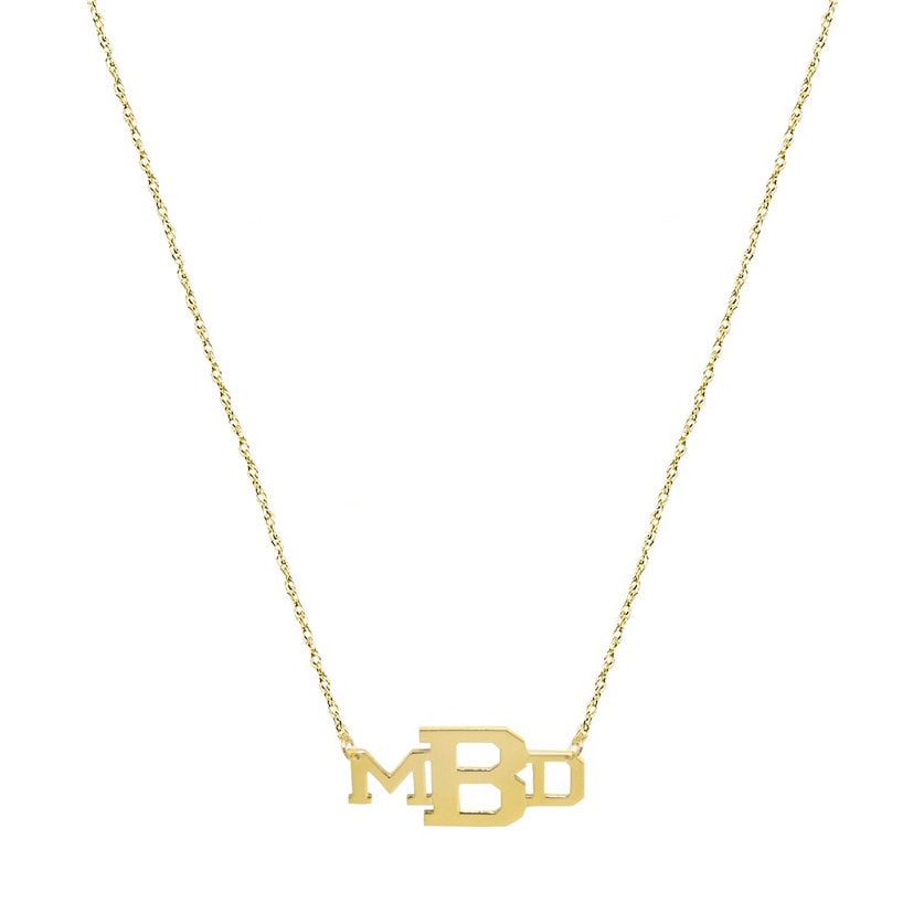 3 Initialen Personalisierte Damen Kette in 14K Gelb Gold Über 925 Sterling Silber - Halskette Typenschild von ymcjewelrycom