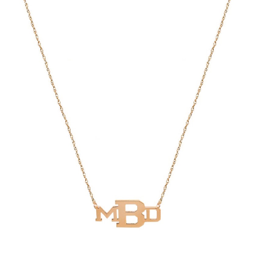 3 Initialen Personalisierte Damen Kette in 14K Rose Gold Über 925 Sterling Silber - Halskette Typenschild von ymcjewelrycom