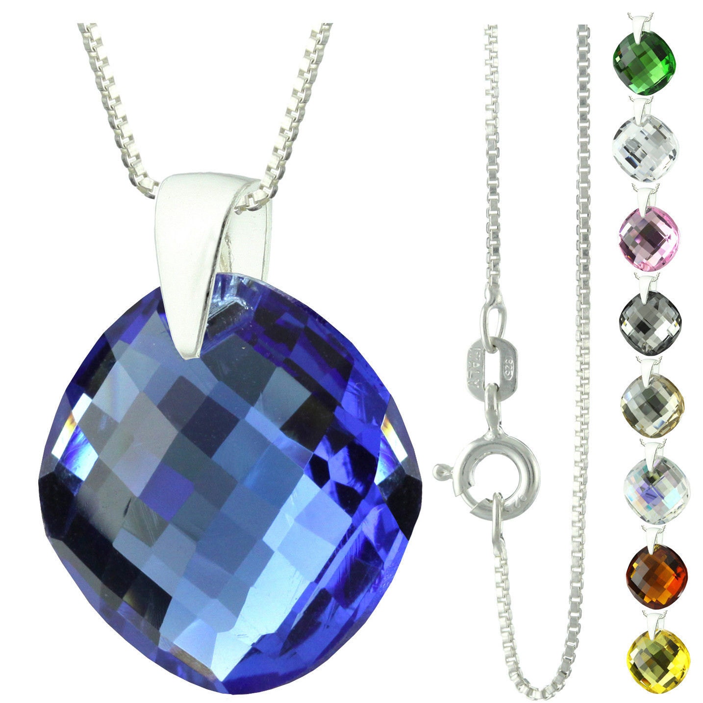 925 Sterling Silber, Facettierte Geändert Runde Swarovski Kristall Anhänger Halskette von ymcjewelrycom