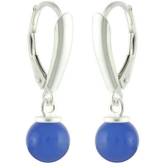 925 Sterling Silber 6mm Rund/Ball Natürliche Edelsteine Leverback Ohrringe von ymcjewelrycom