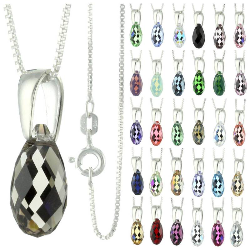 925 Sterling Silber Facettiert Briolette Swarovski Kristall Anhänger Halskette 925 Sterling Silber Facettiert Briolette Swarovski Kristall Anhänger Halskette von ymcjewelrycom
