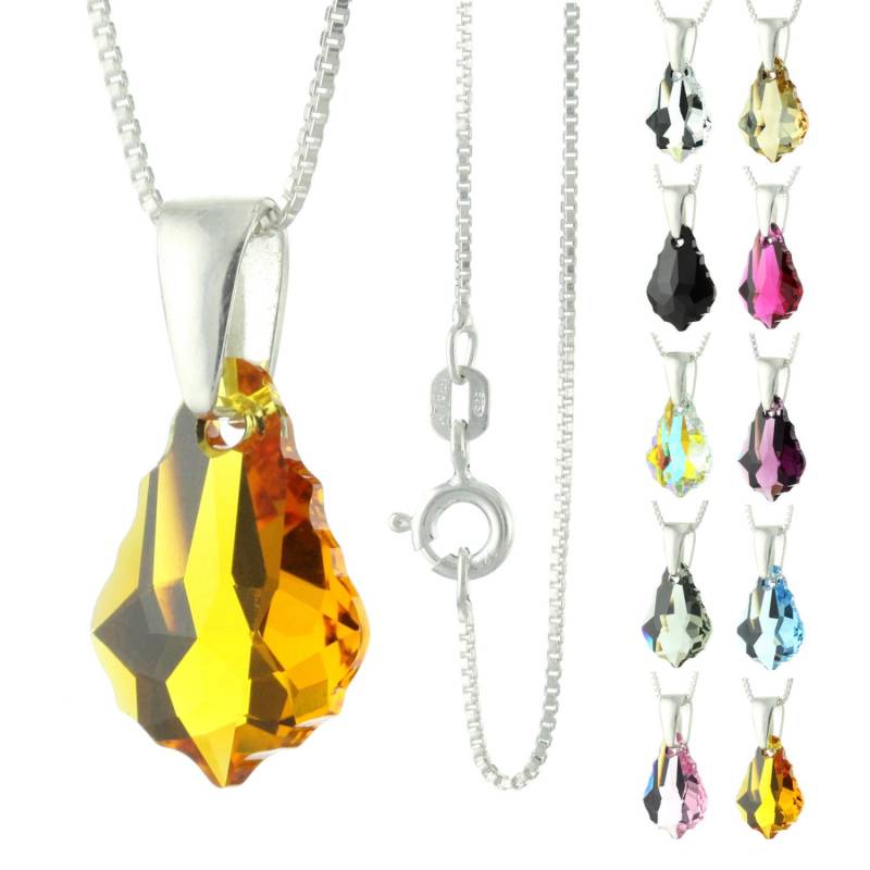 925 Sterling Silber Facettierten Barocken Swarovski Kristall Anhänger Halskette von ymcjewelrycom