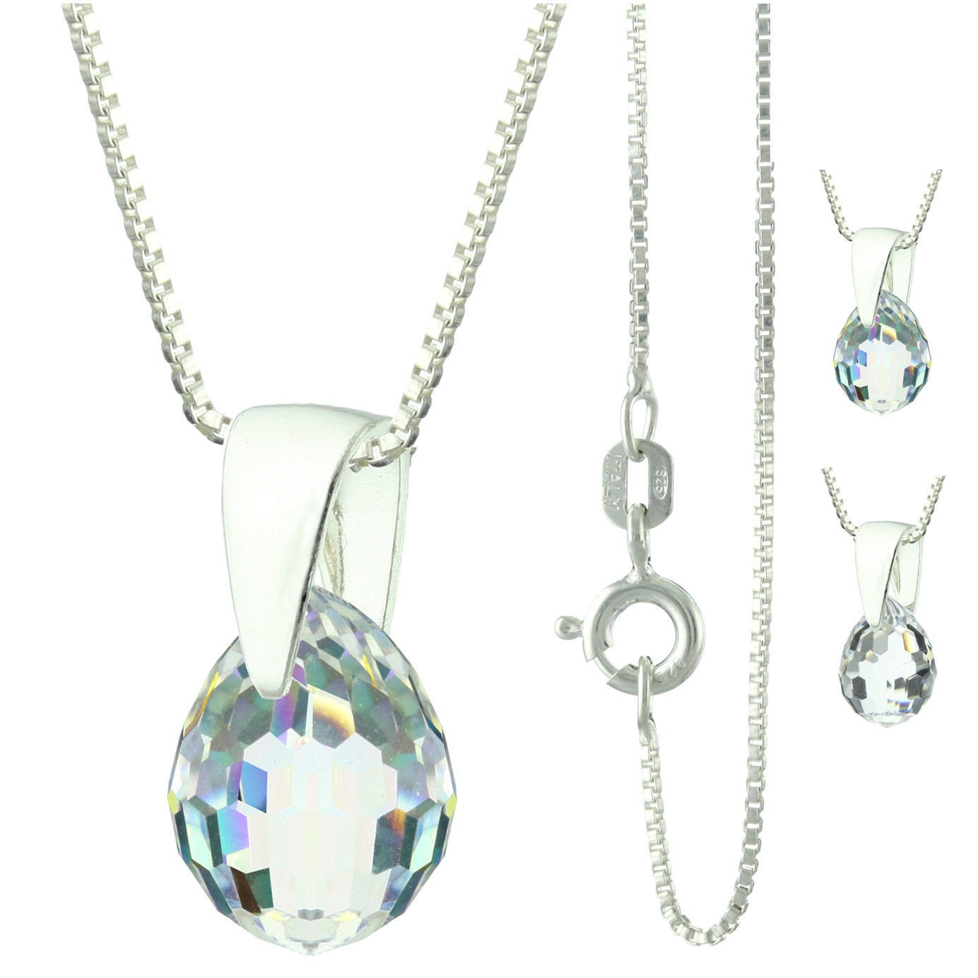 925 Sterling Silber Facettierten Kleinen Rundlich Swarovski Kristall Anhänger Halskette von ymcjewelrycom