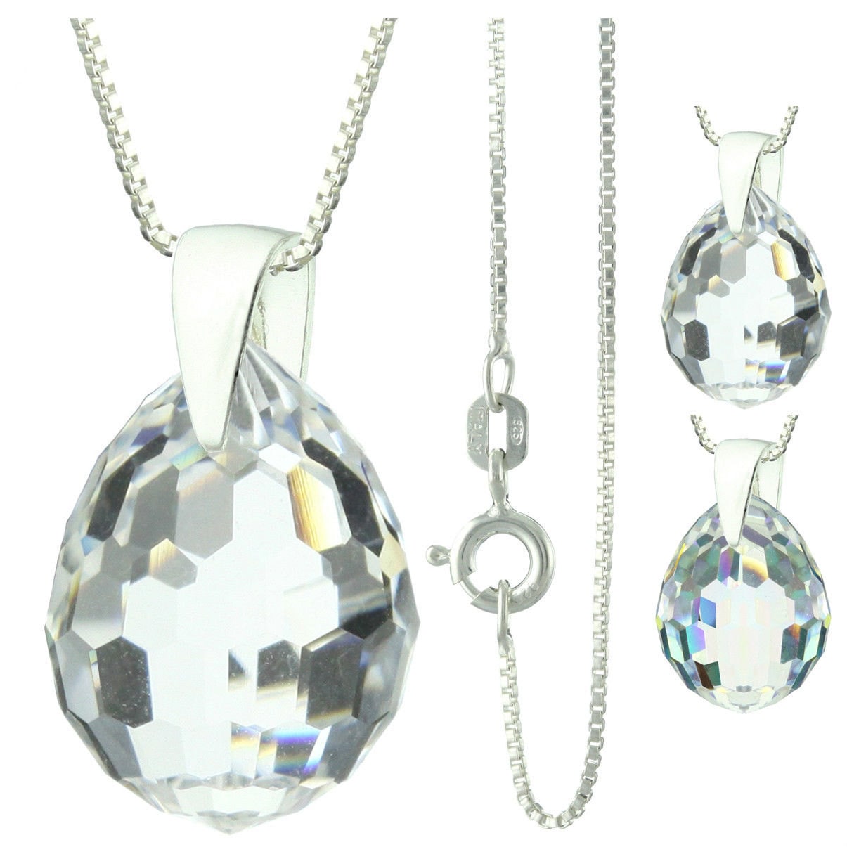 925 Sterling Silber Facettierten Plump Swarovski Kristall Anhänger Halskette von ymcjewelrycom