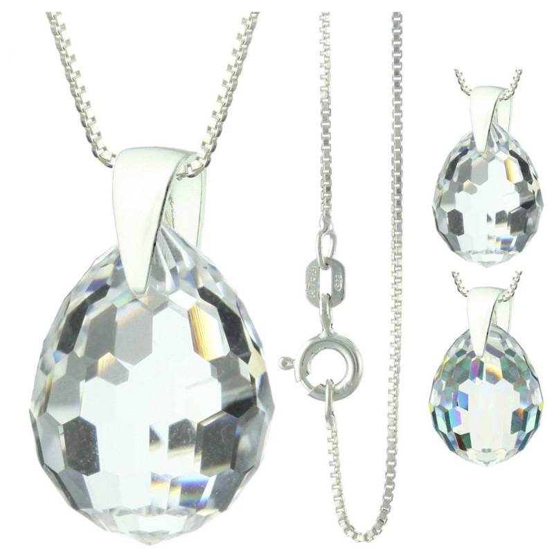 925 Sterling Silber Facettierten Plump Swarovski Kristall Anhänger Halskette von ymcjewelrycom
