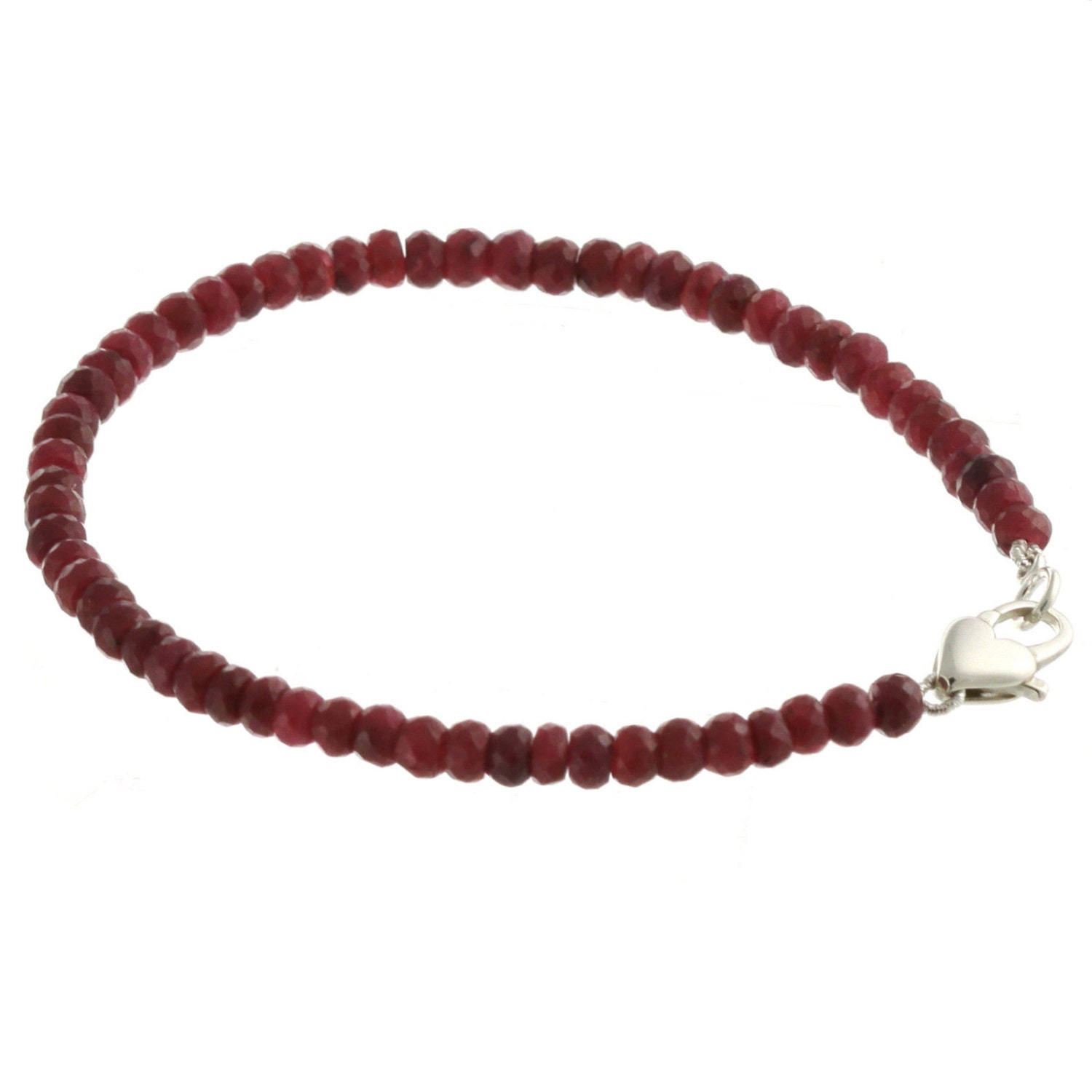 925 Sterling Silber Herz Verschluss Armband/Genuine Natürliche Ruby 6" Bis 9" Lange von ymcjewelrycom